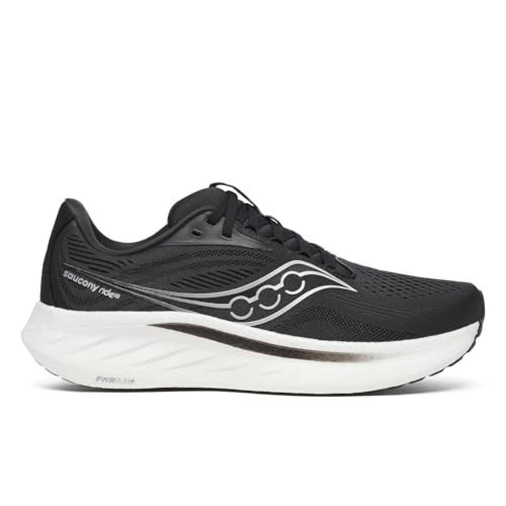 Men's Size 8.5- Saucony Ride 18 Black White Running Shoes Sneakers S21000-100